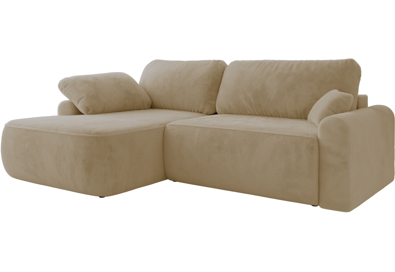 Narożnik CUBO L - strona lewa - kremowy, plusz