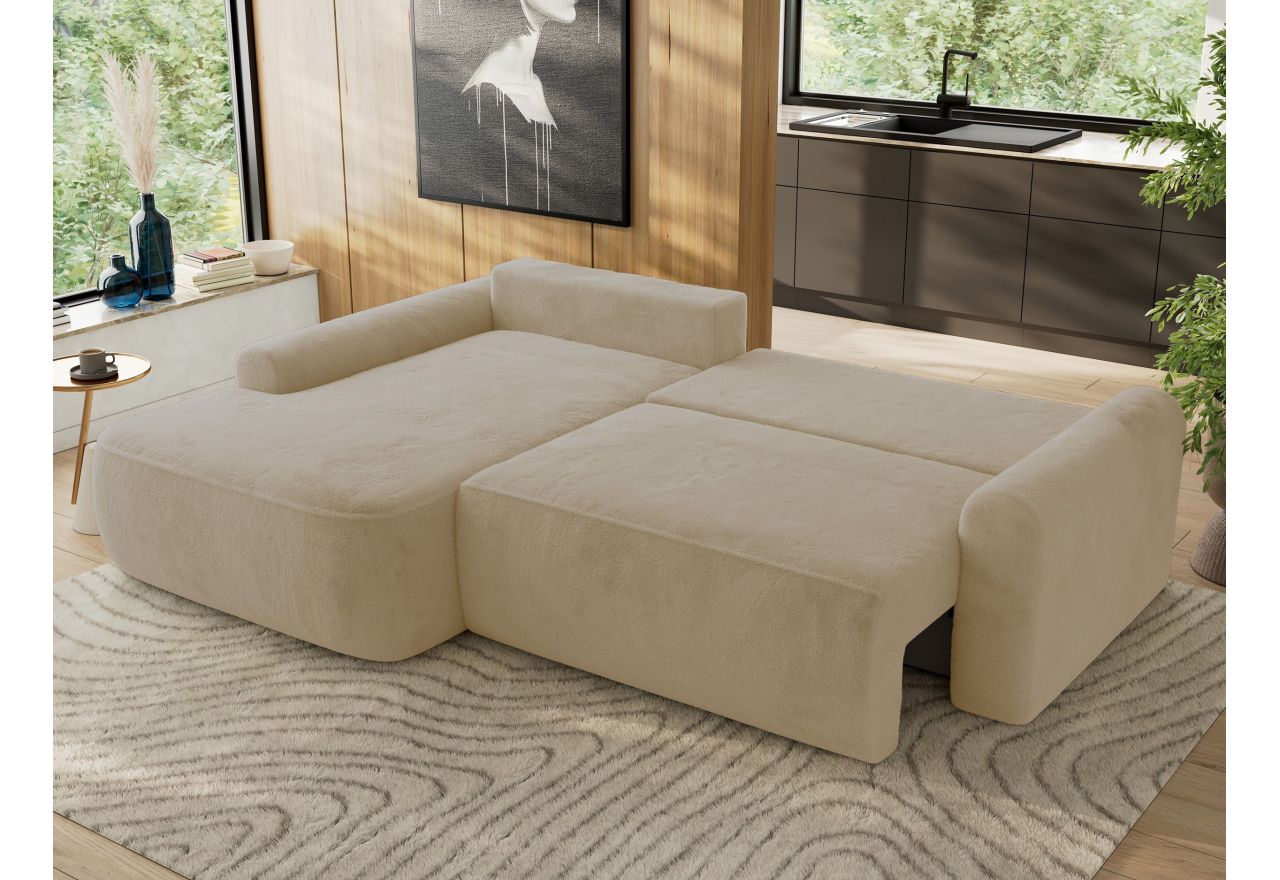 Narożnik CUBO L - strona lewa - kremowy, plusz