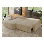 Narożnik CUBO L - strona lewa - kremowy, plusz