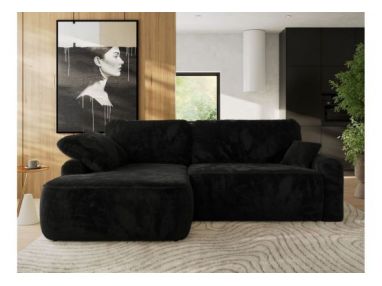 Narożnik CUBO L - strona lewa - czarny, plusz