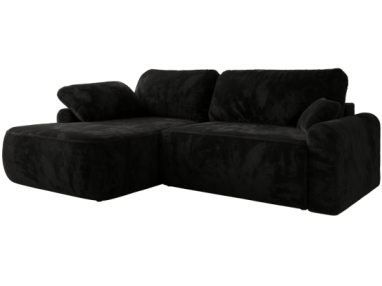 Narożnik CUBO L - strona lewa - czarny, plusz