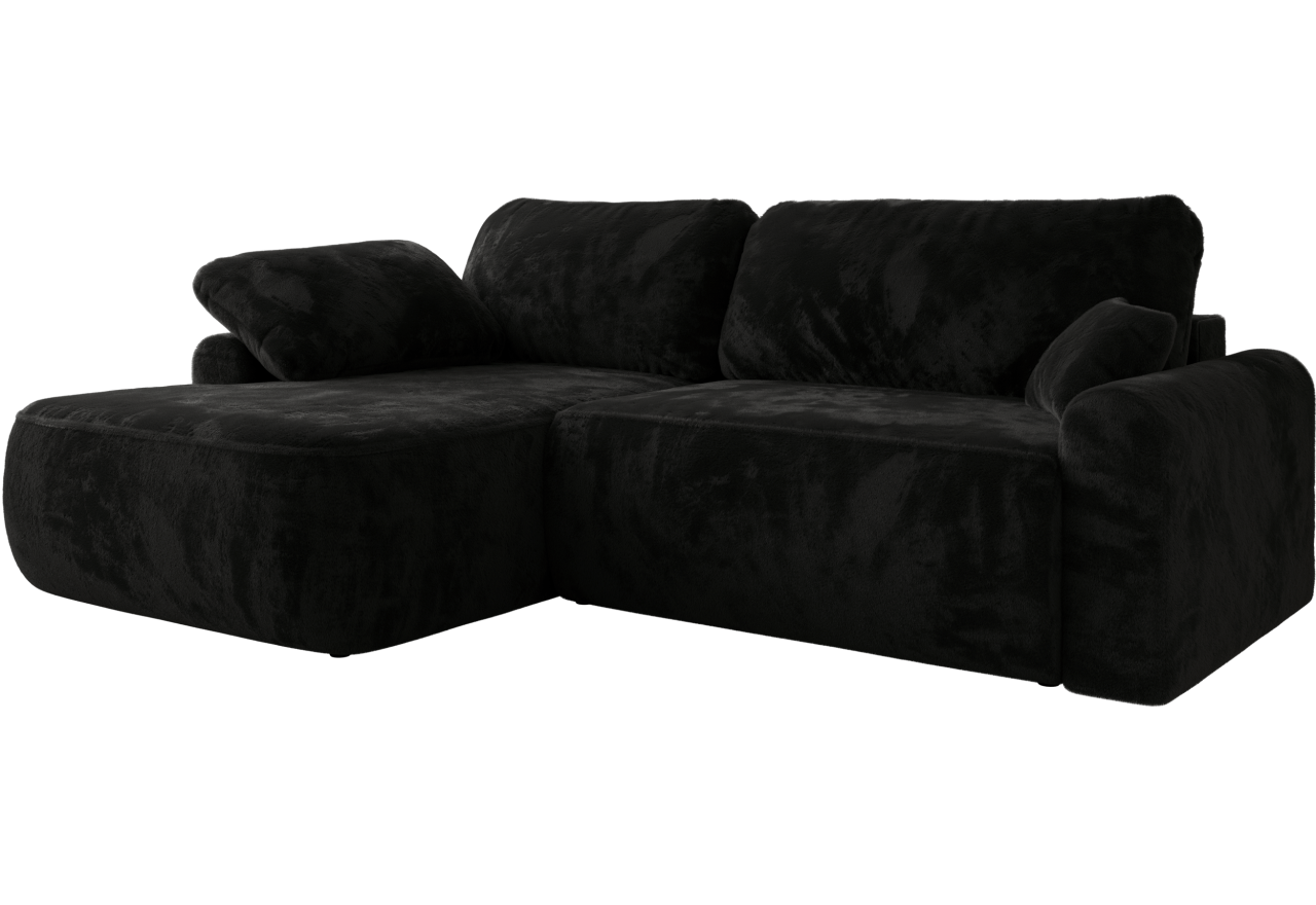 Narożnik CUBO L - strona lewa - czarny, plusz