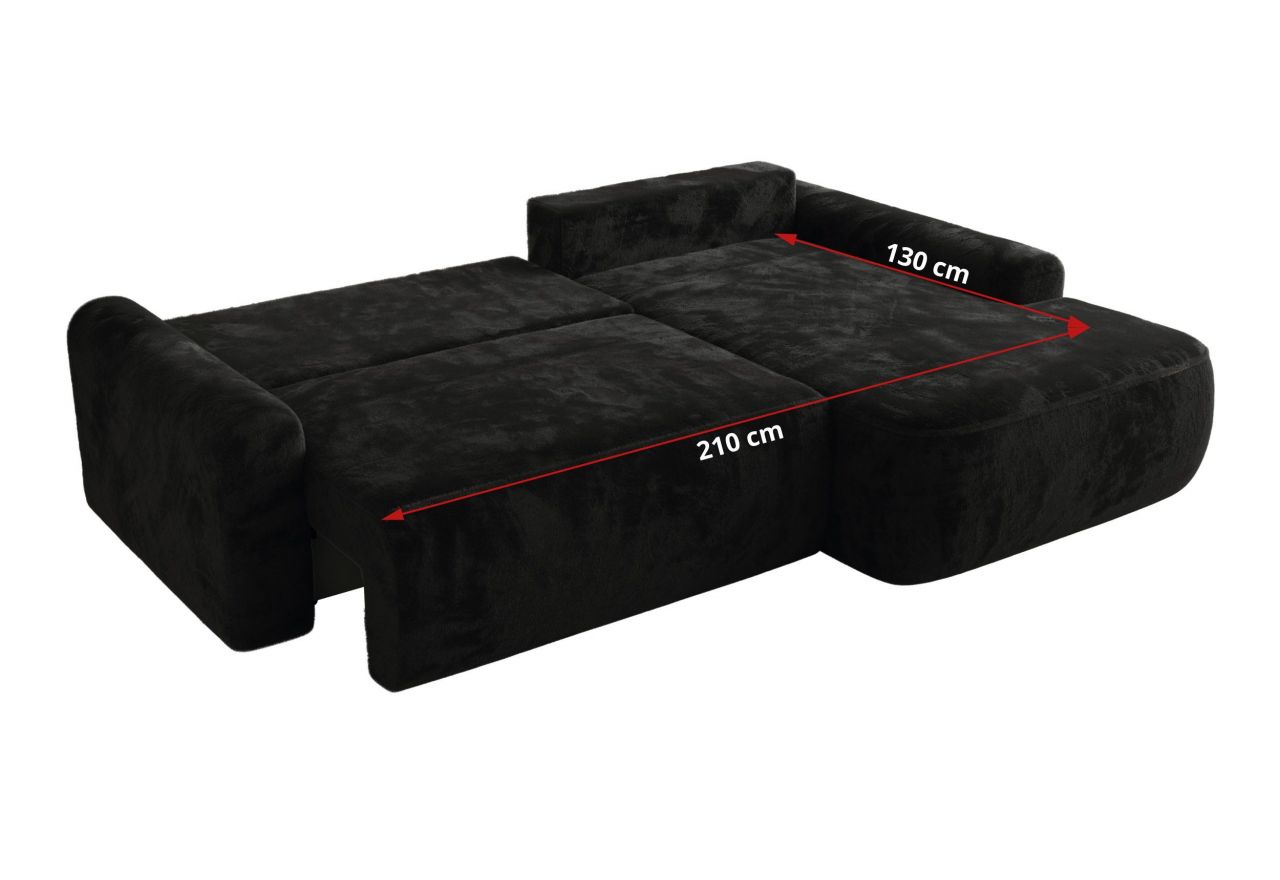 Narożnik CUBO L - strona lewa - czarny, plusz