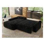 Narożnik CUBO L - strona lewa - czarny, plusz