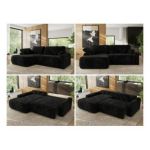 Narożnik CUBO L - strona lewa - czarny, plusz