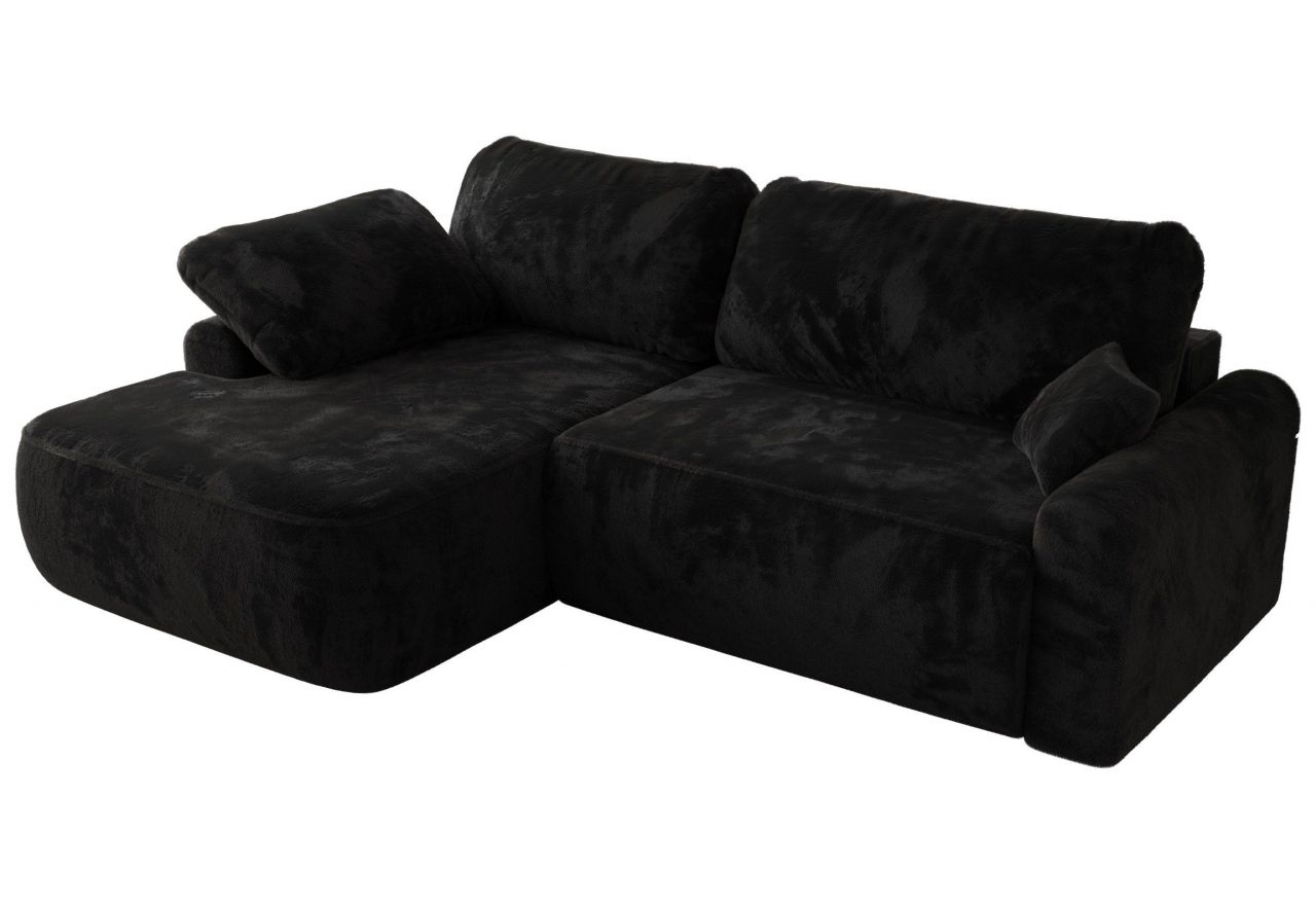 Narożnik CUBO L - strona lewa - czarny, plusz