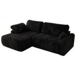 Narożnik CUBO L - strona lewa - czarny, plusz