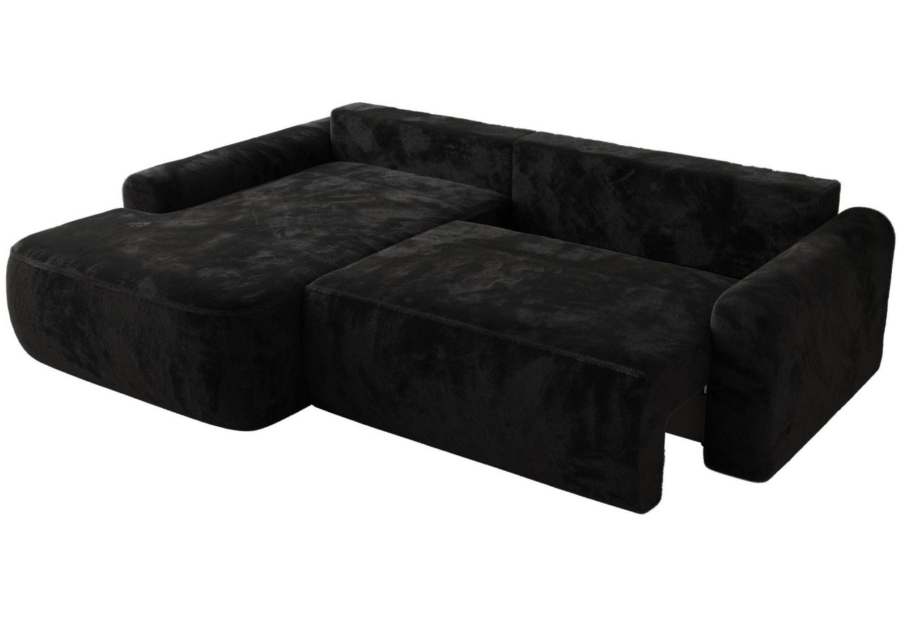 Narożnik CUBO L - strona lewa - czarny, plusz