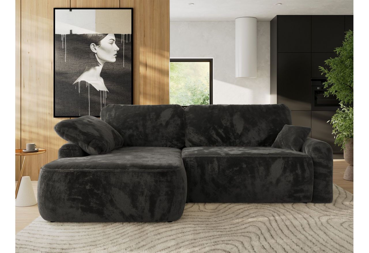 Narożnik CUBO L - strona lewa - ciemnoszary, plusz