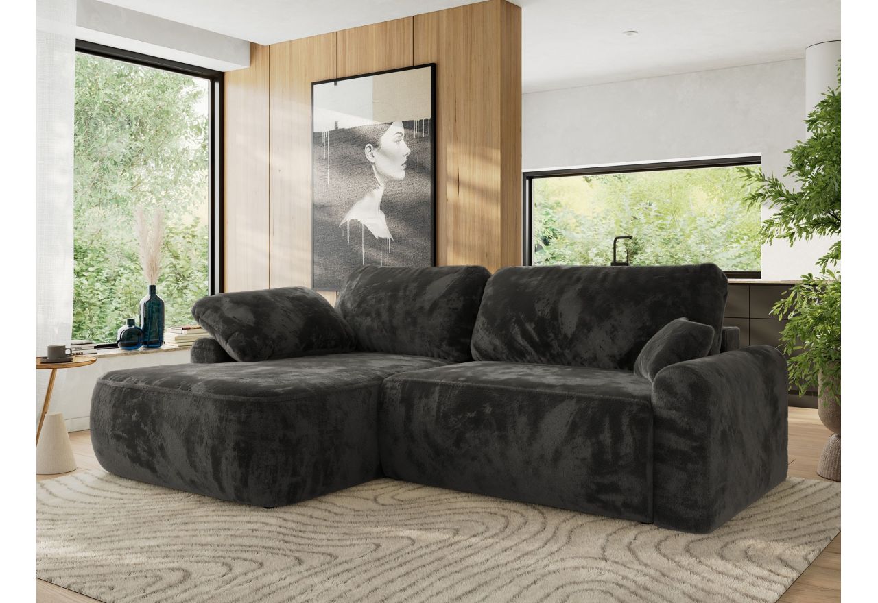 Narożnik CUBO L - strona lewa - ciemnoszary, plusz