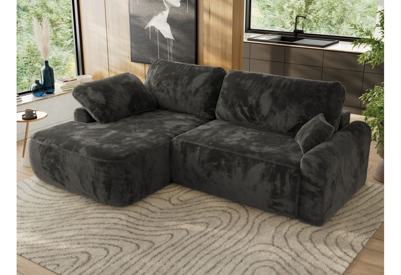 Narożnik CUBO L - strona lewa - ciemnoszary, plusz