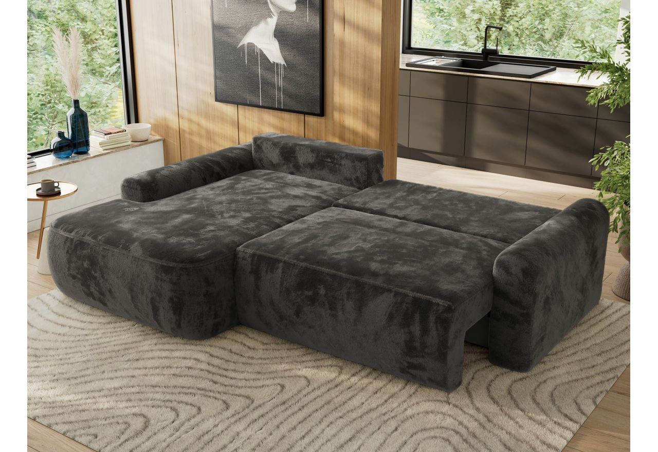 Narożnik CUBO L - strona lewa - ciemnoszary, plusz