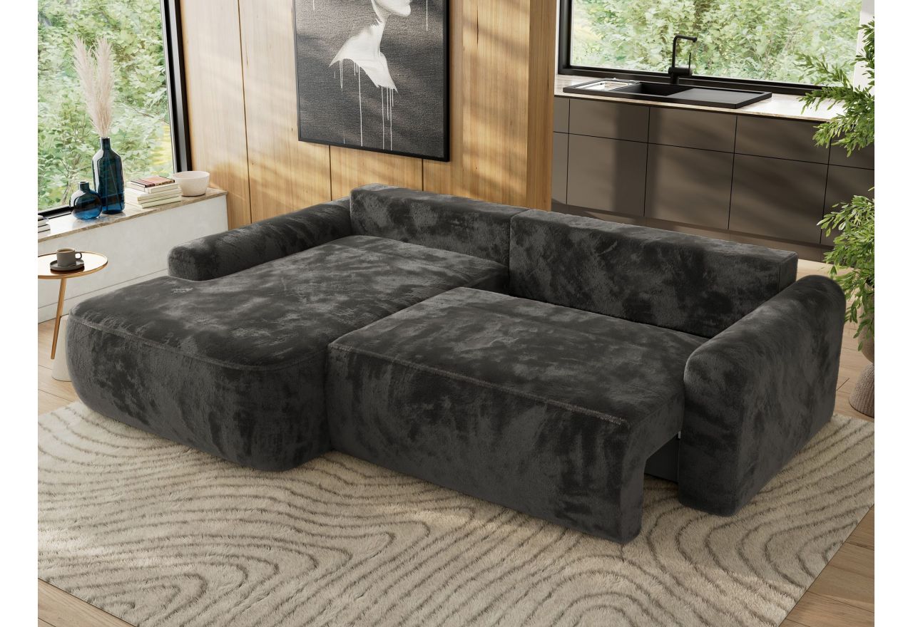 Narożnik CUBO L - strona lewa - ciemnoszary, plusz