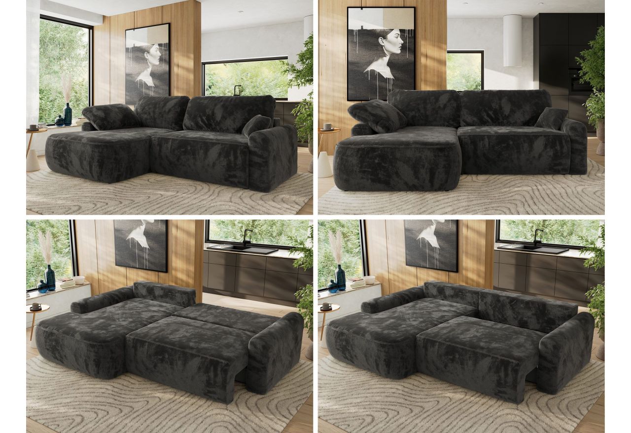 Narożnik CUBO L - strona lewa - ciemnoszary, plusz