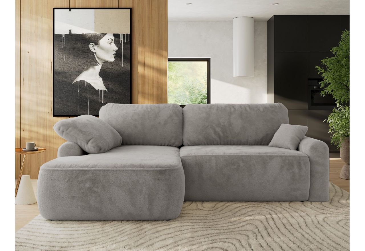 Narożnik CUBO L - strona lewa - jasnoszary, plusz