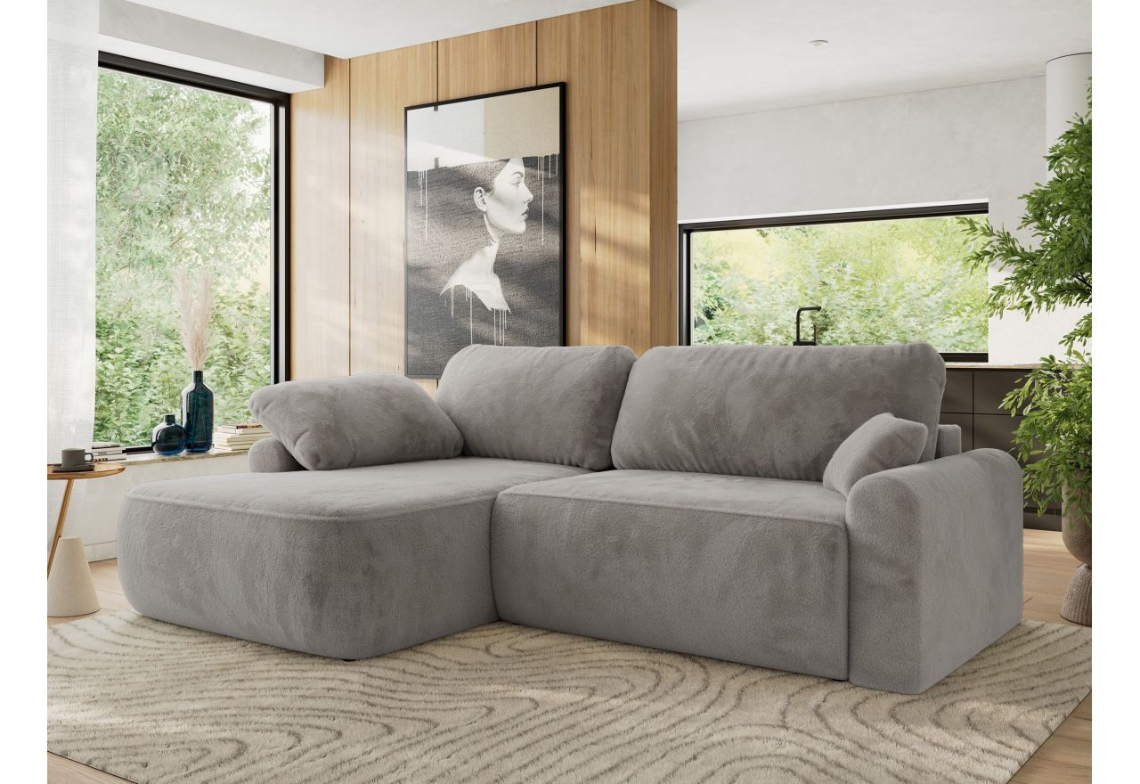 Narożnik CUBO L - strona lewa - jasnoszary, plusz