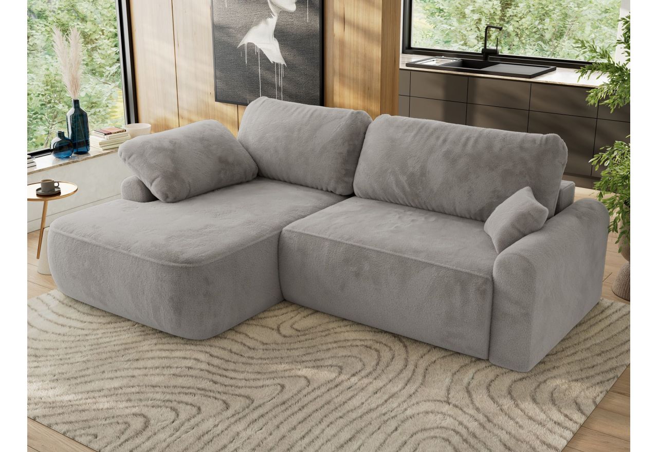 Narożnik CUBO L - strona lewa - jasnoszary, plusz