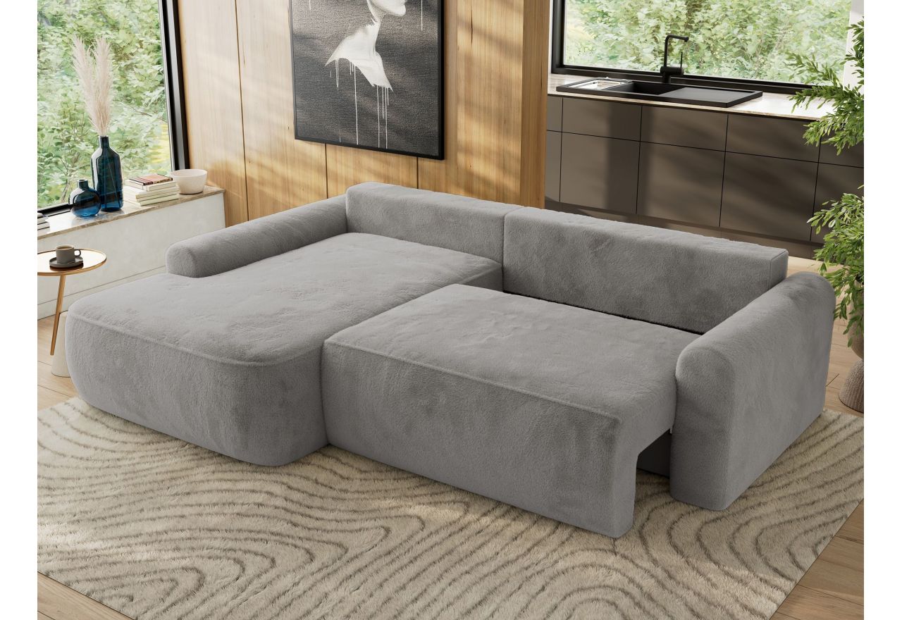 Narożnik CUBO L - strona lewa - jasnoszary, plusz