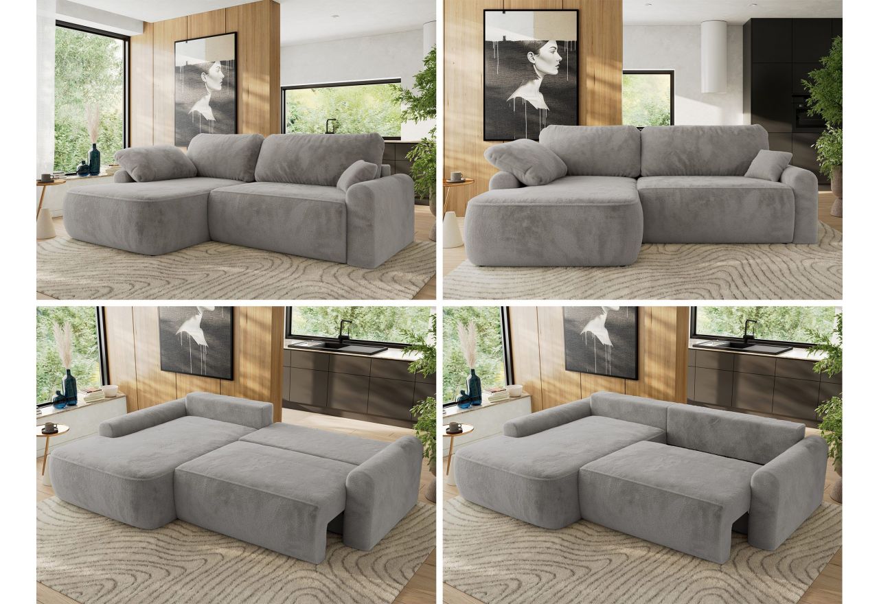 Narożnik CUBO L - strona lewa - jasnoszary, plusz