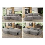 Narożnik CUBO L - strona lewa - jasnoszary, plusz