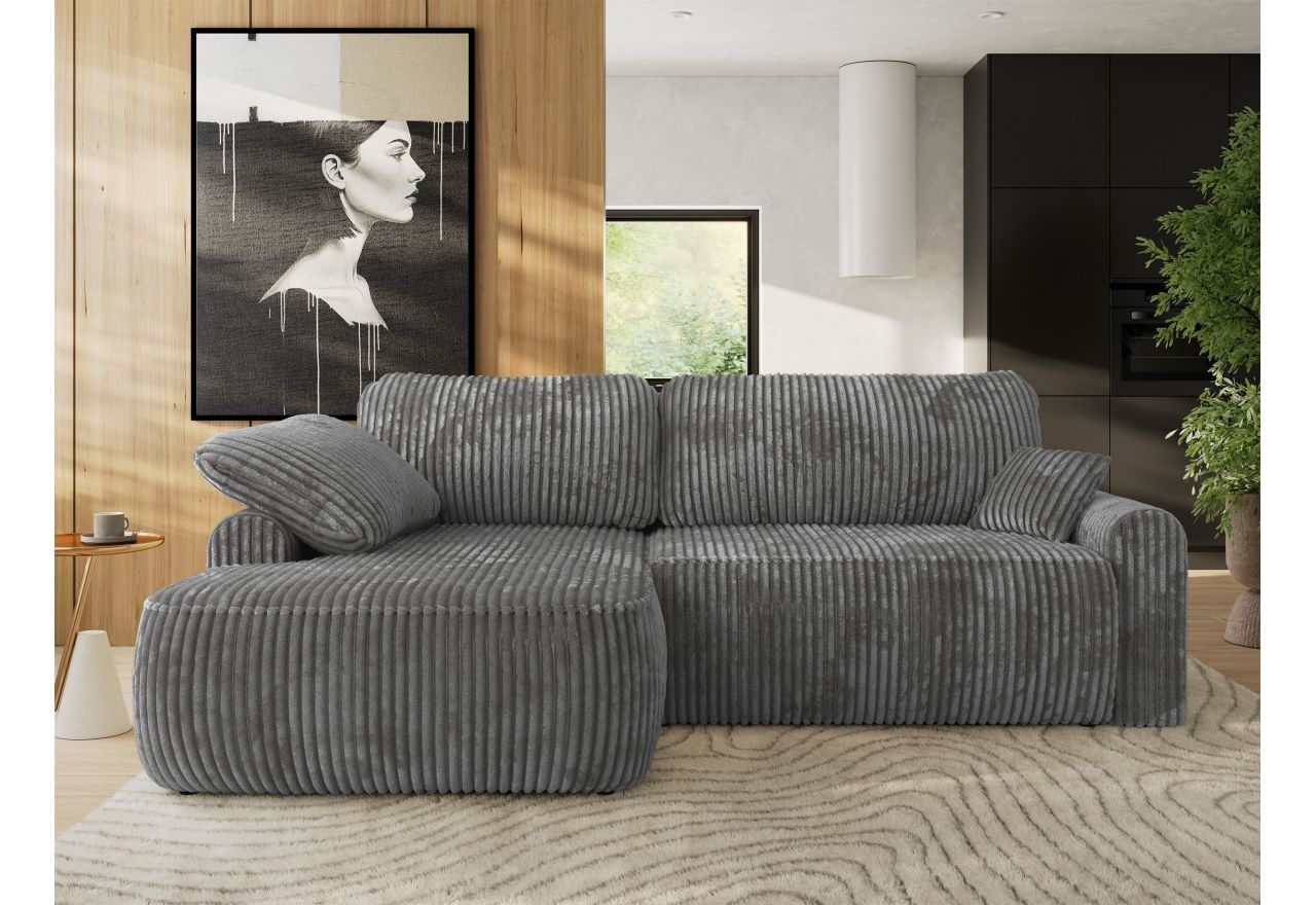 Narożnik CUBO L - strona lewa - szary, sztruks