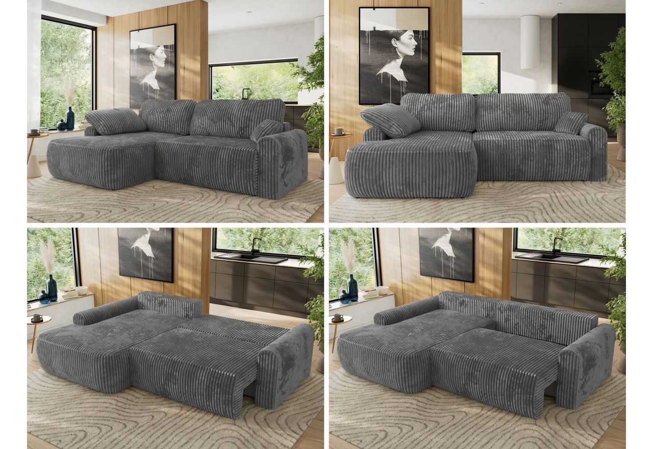 Narożnik CUBO L - strona lewa - szary, sztruks