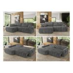 Narożnik CUBO L - strona lewa - szary, sztruks