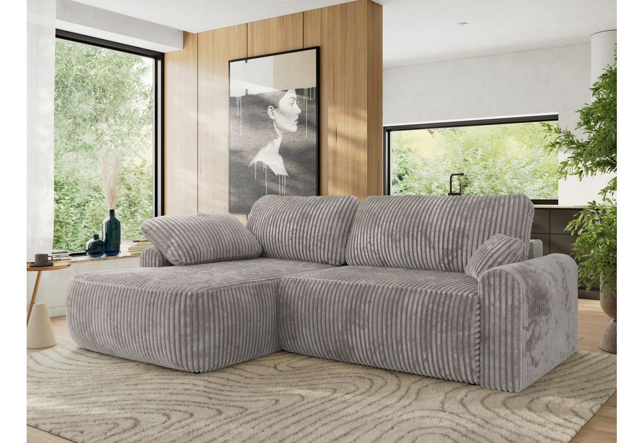 Narożnik CUBO L - strona lewa - jasnoszary, sztruks