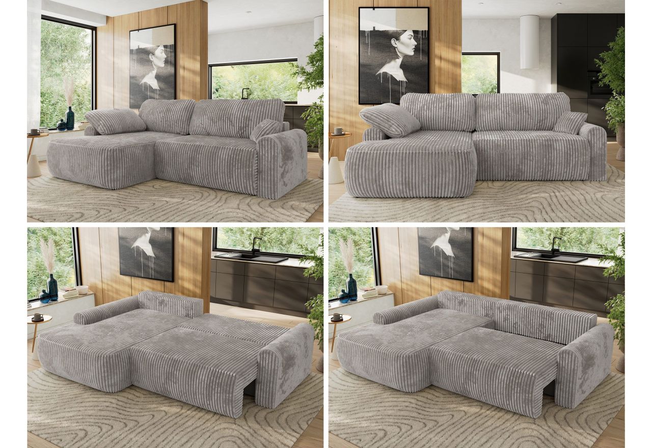 Narożnik CUBO L - strona lewa - jasnoszary, sztruks