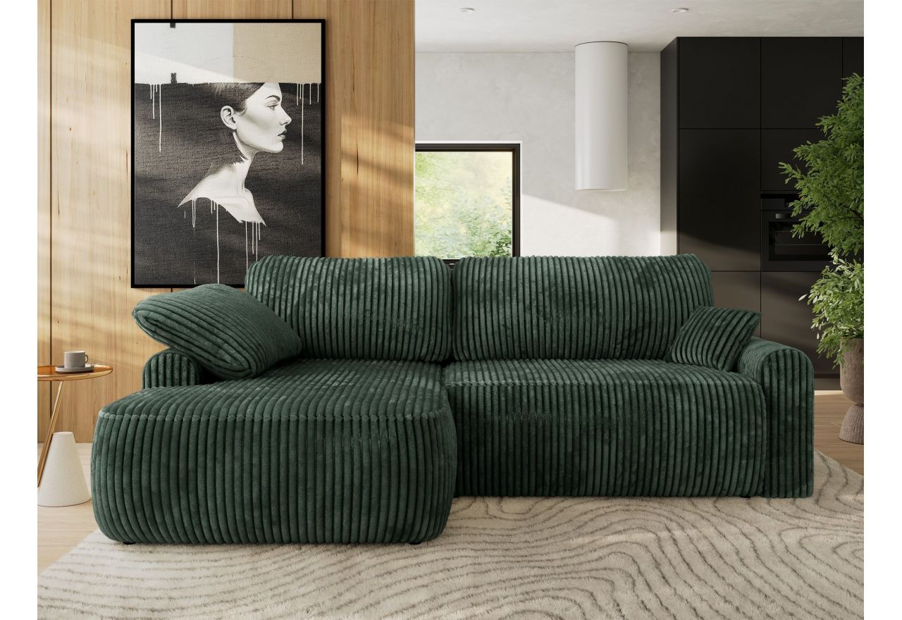 Narożnik CUBO L - strona lewa - ciemnozielony, sztruks