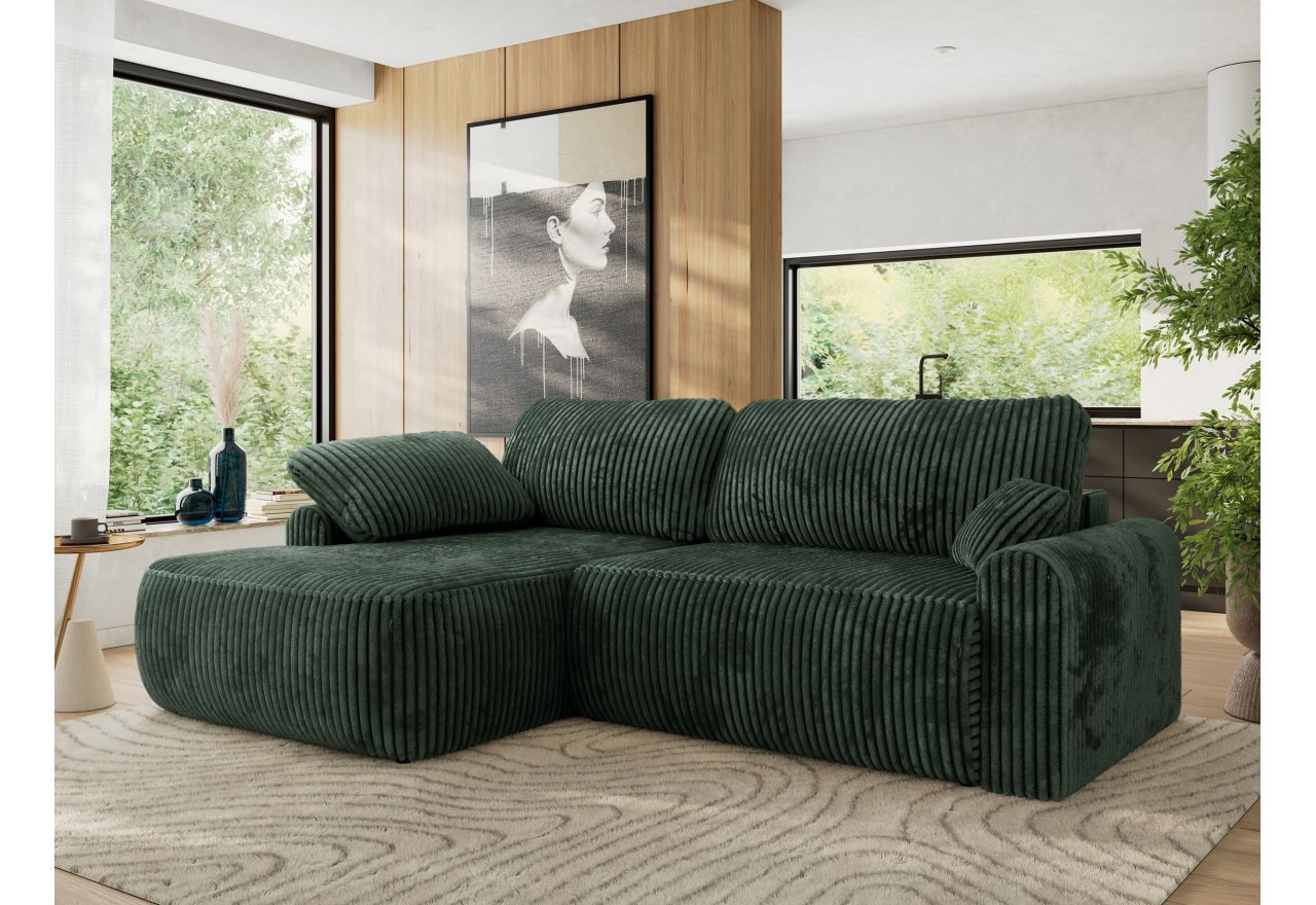 Narożnik CUBO L - strona lewa - ciemnozielony, sztruks