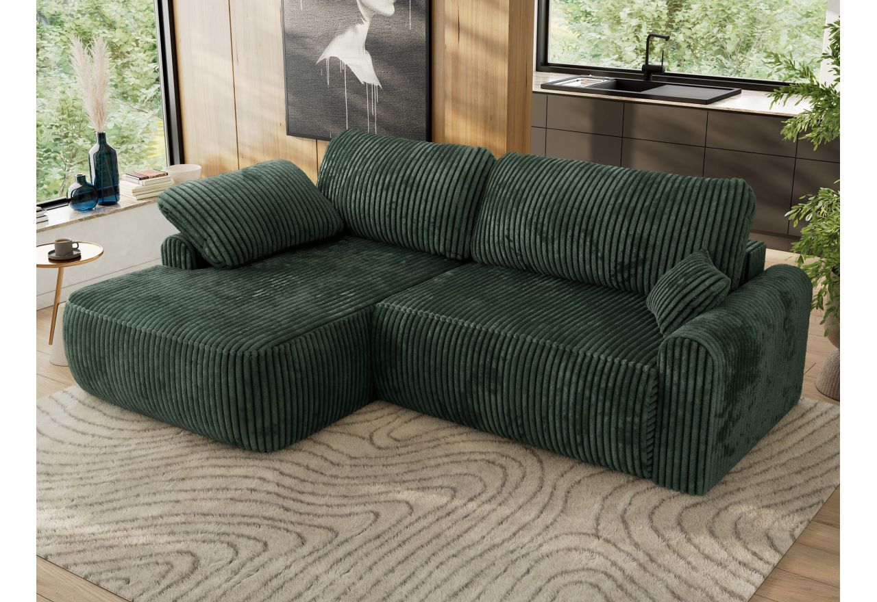 Narożnik CUBO L - strona lewa - ciemnozielony, sztruks