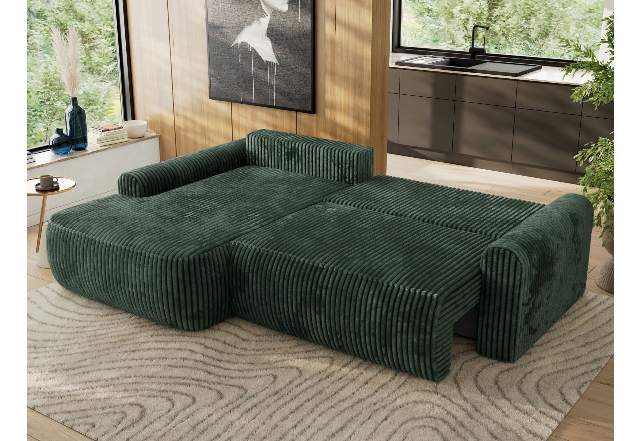 Narożnik CUBO L - strona lewa - ciemnozielony, sztruks