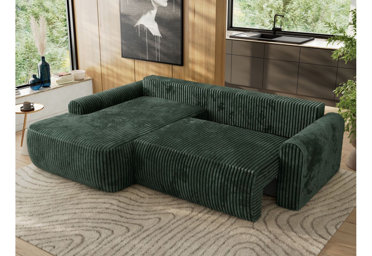 Narożnik CUBO L - strona lewa - ciemnozielony, sztruks