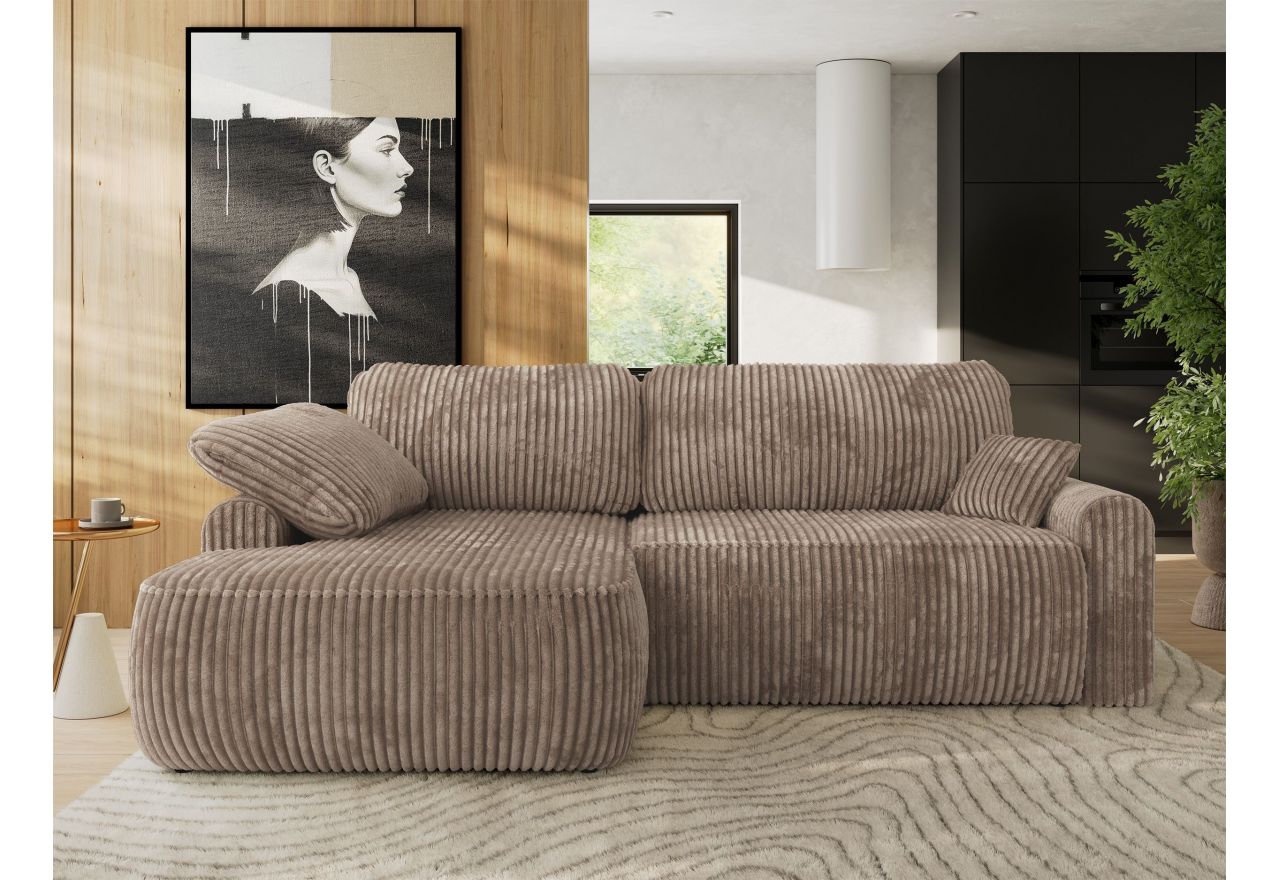 Narożnik CUBO L - strona lewa - brązowy, sztruks