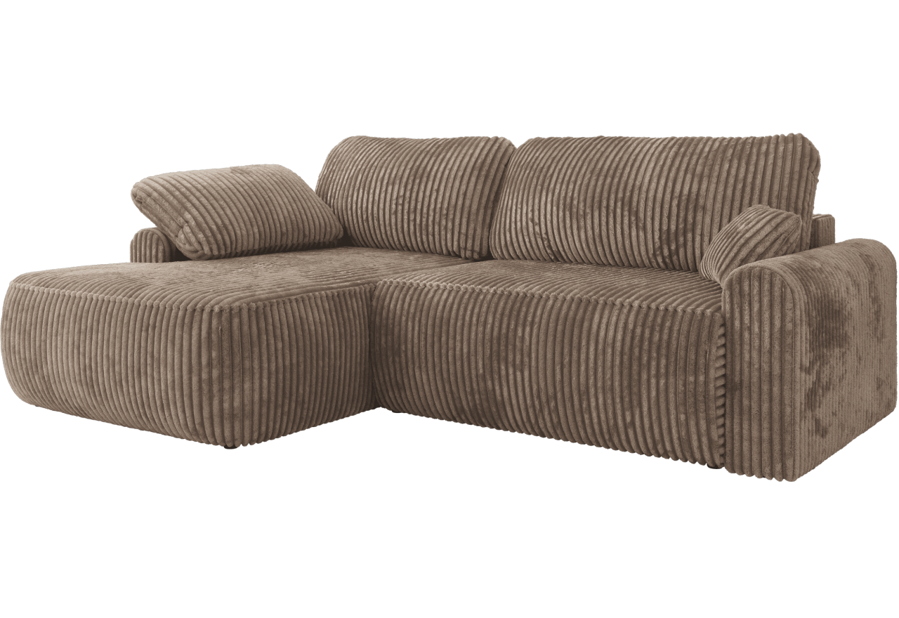 Narożnik CUBO L - strona lewa - brązowy, sztruks