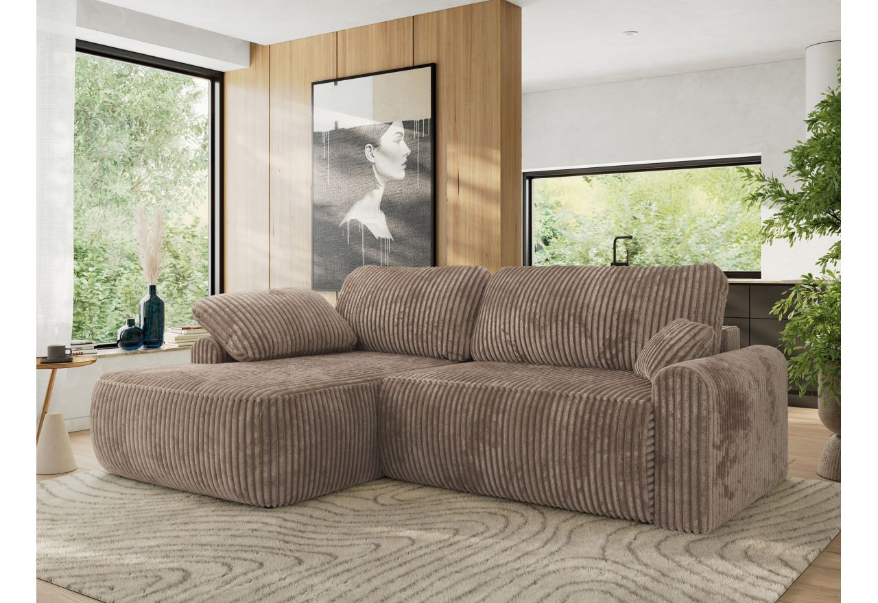 Narożnik CUBO L - strona lewa - brązowy, sztruks