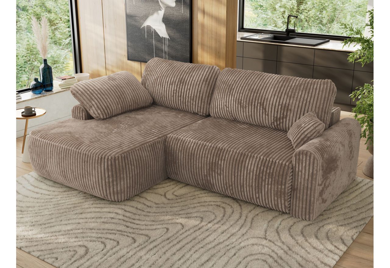 Narożnik CUBO L - strona lewa - brązowy, sztruks