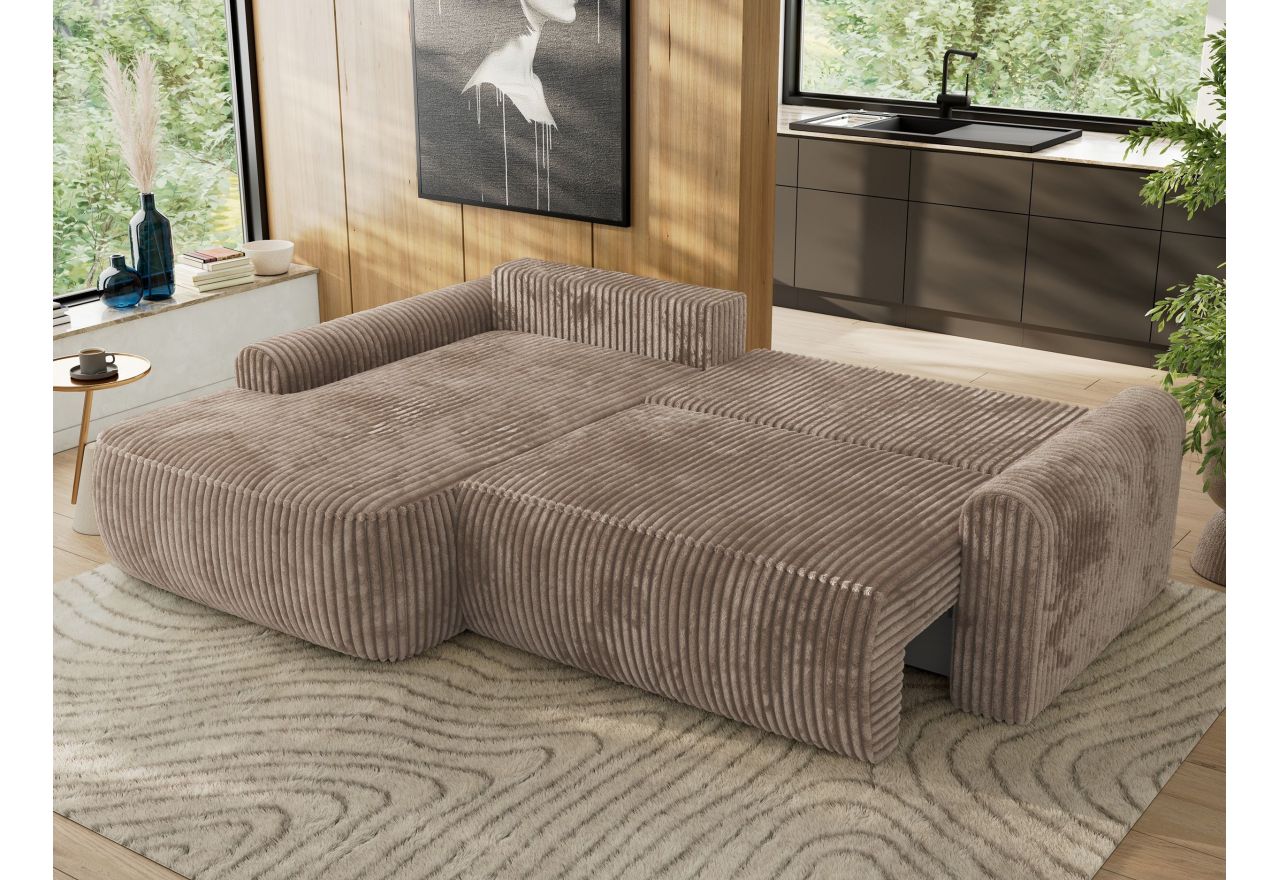 Narożnik CUBO L - strona lewa - brązowy, sztruks