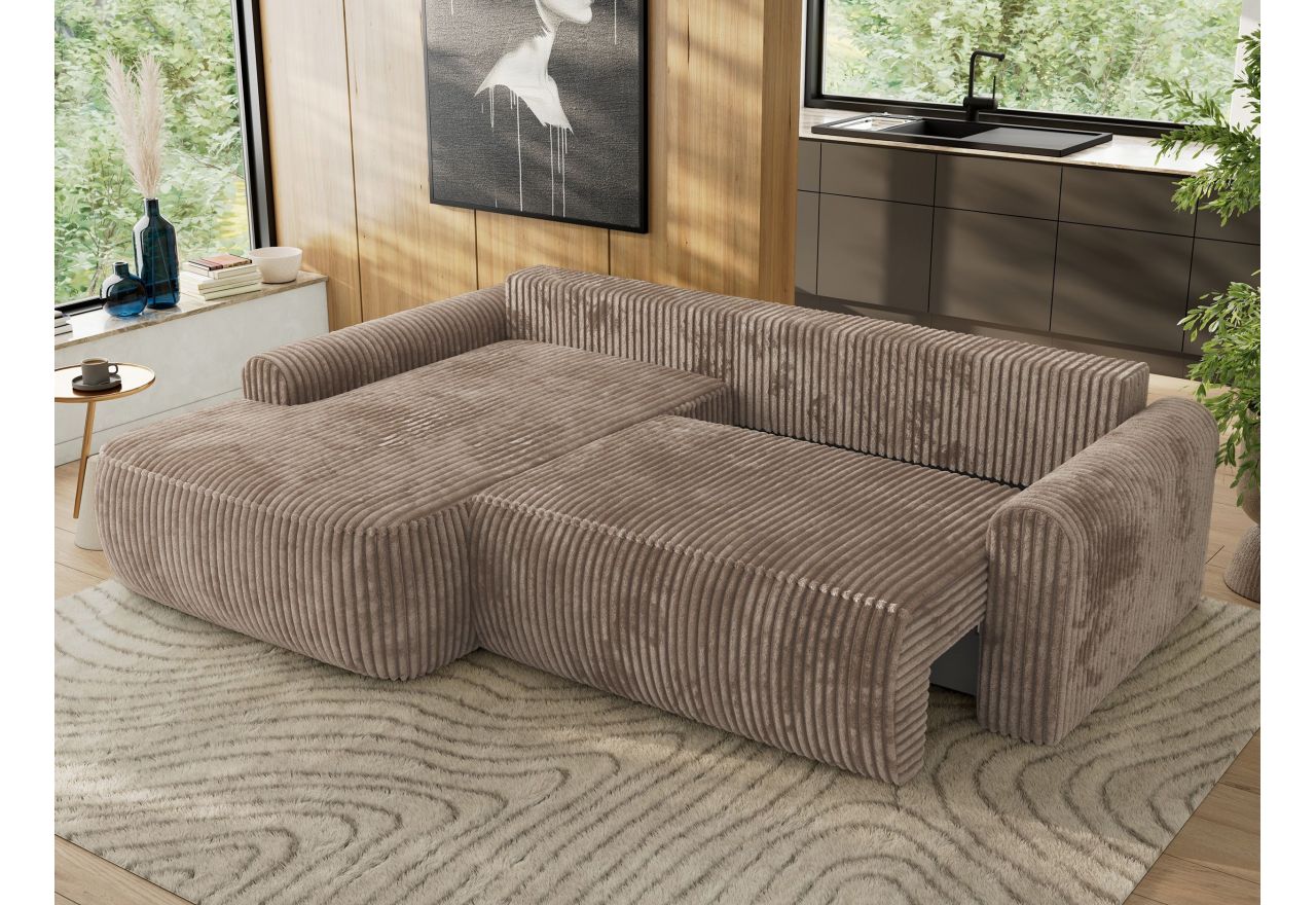 Narożnik CUBO L - strona lewa - brązowy, sztruks