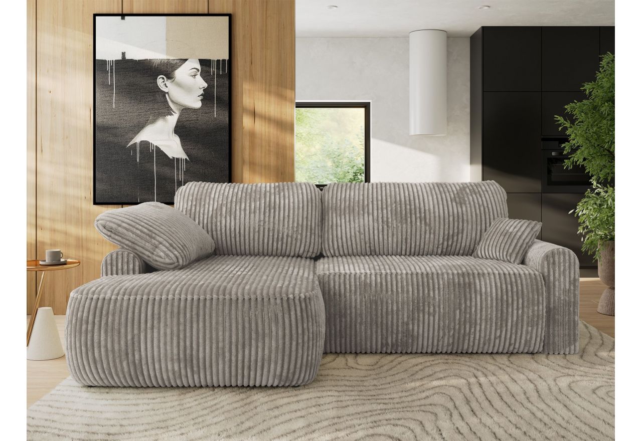 Narożnik CUBO L - strona lewa - jasnobrązowy, sztruks