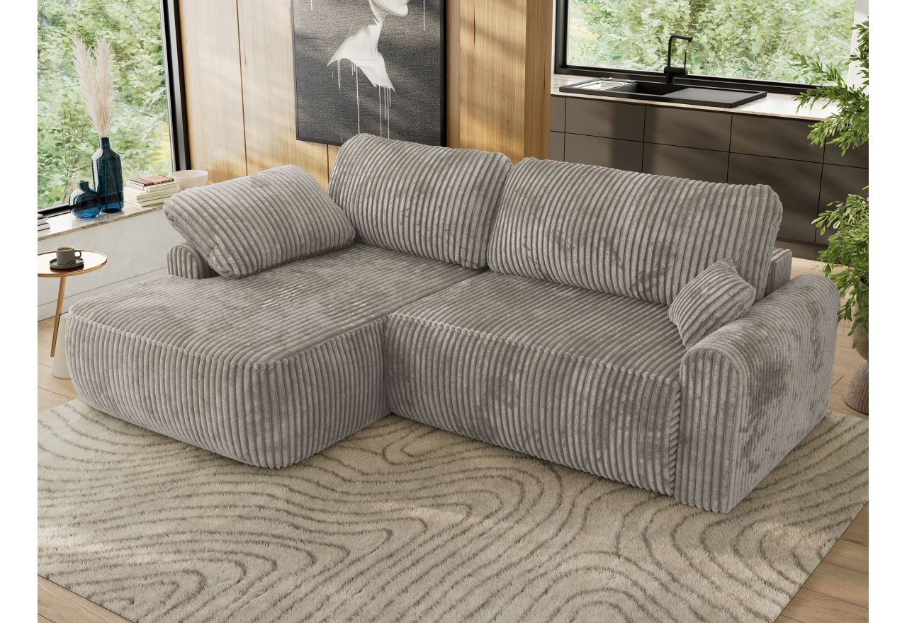 Narożnik CUBO L - strona lewa - jasnobrązowy, sztruks