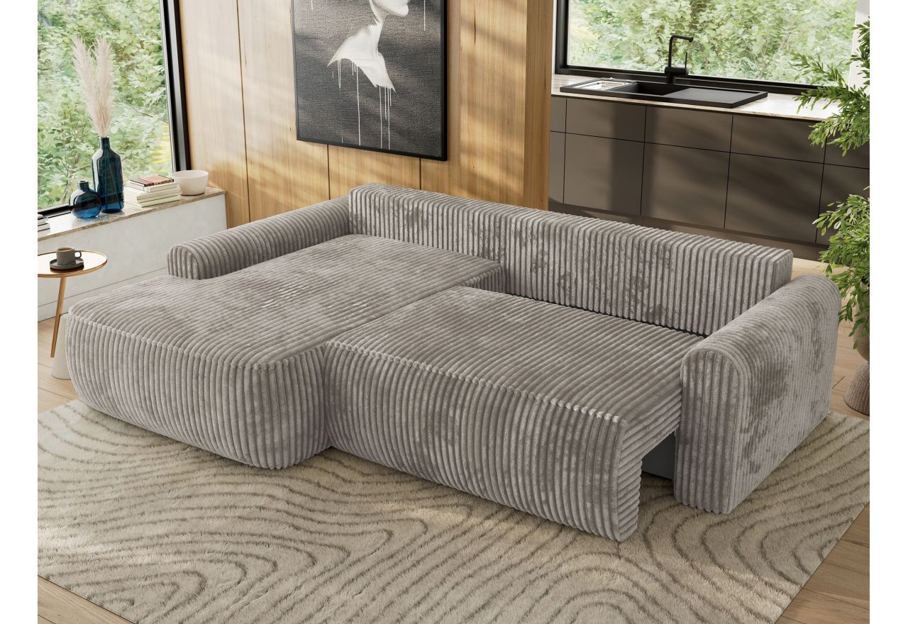 Narożnik CUBO L - strona lewa - jasnobrązowy, sztruks