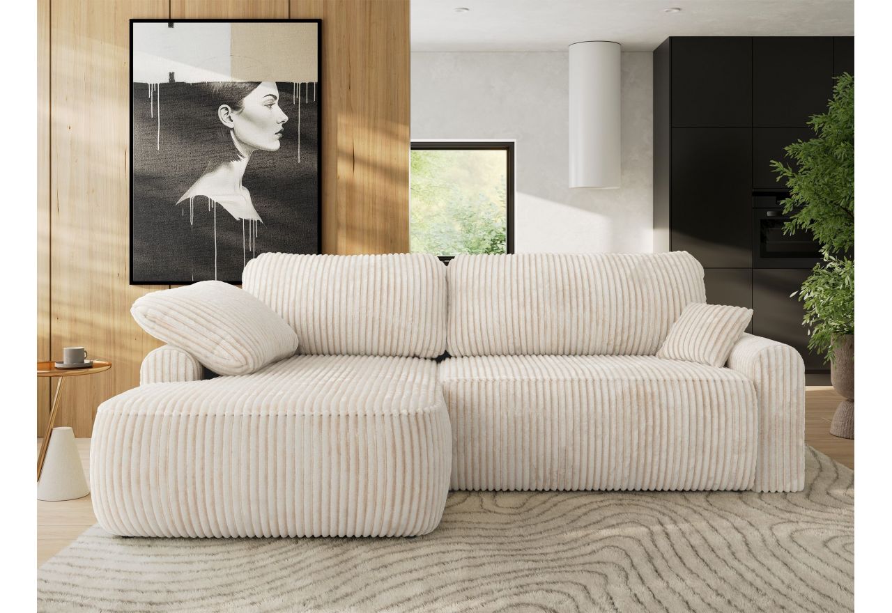 Narożnik CUBO L - strona lewa - beżowy, sztruks