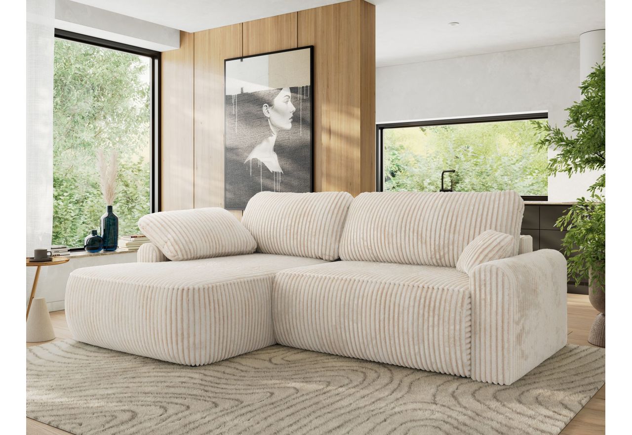 Narożnik CUBO L - strona lewa - beżowy, sztruks