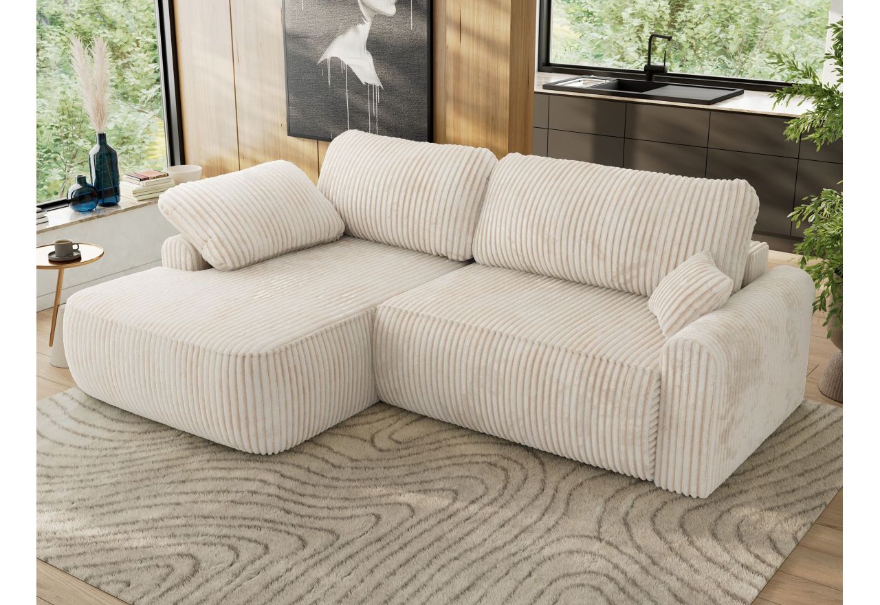 Narożnik CUBO L - strona lewa - beżowy, sztruks