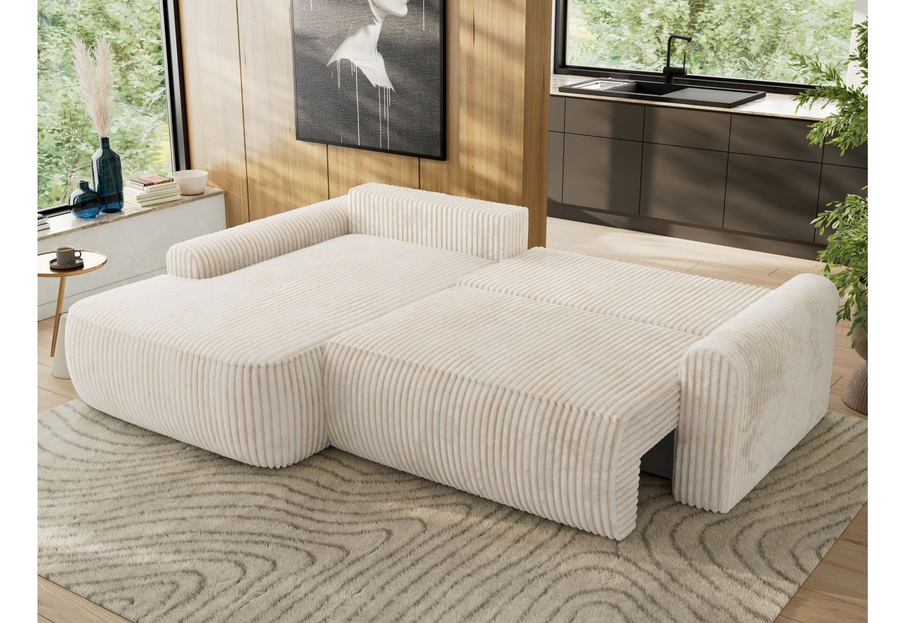 Narożnik CUBO L - strona lewa - beżowy, sztruks