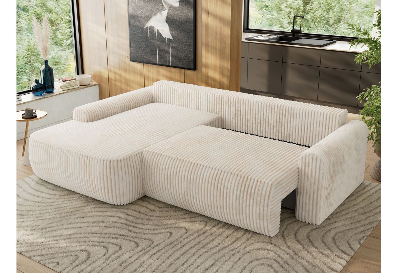 Narożnik CUBO L - strona lewa - beżowy, sztruks