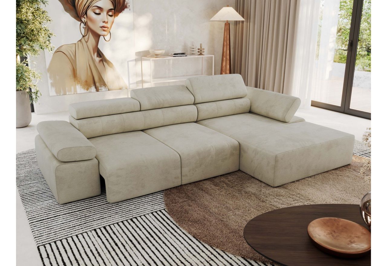 Narożnik z elektrycznym sterowaniem RILASSO L - Monolith 02 - beżowy - OUTLET