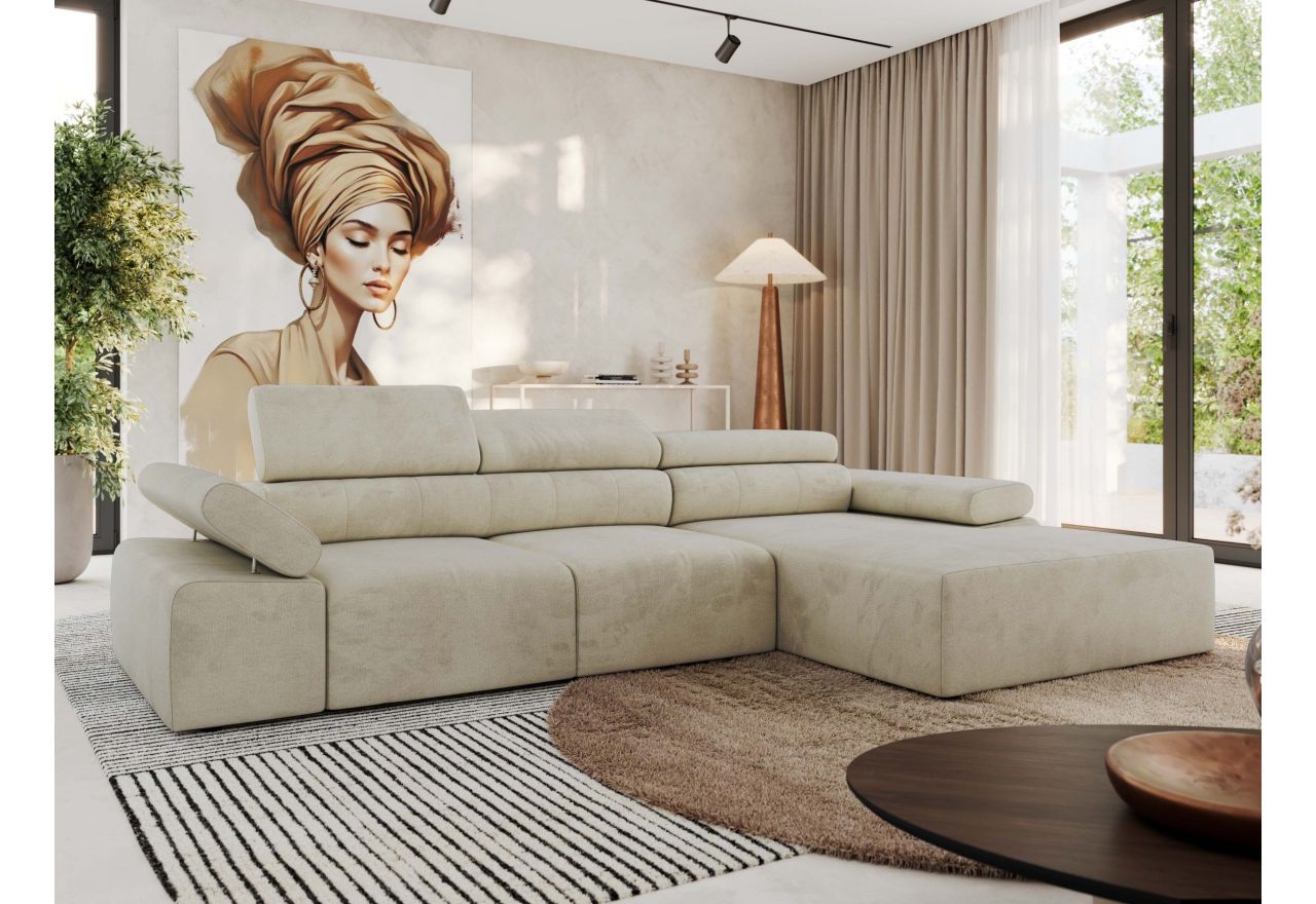 Narożnik z elektrycznym sterowaniem RILASSO L - Monolith 02 - beżowy - OUTLET